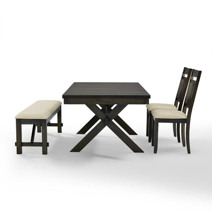 Crosley Furniture - Hayden 4 Piece Dining Set Slate - Table, Bench, & 2 Slat Back Chairs - KF13025SL veiw 3