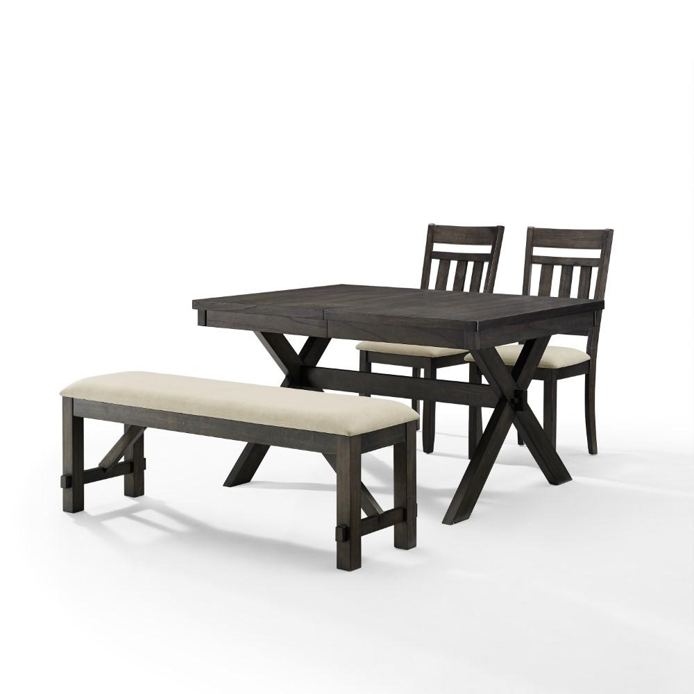 Crosley Furniture - Hayden 4 Piece Dining Set Slate - Table, Bench, & 2 Slat Back Chairs - KF13025SL veiw 4