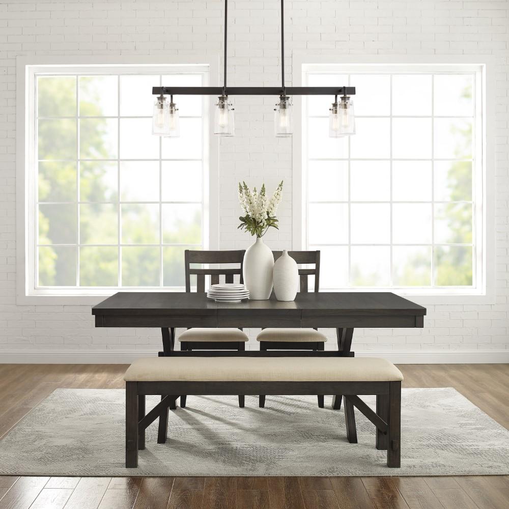 Crosley Furniture - Hayden 4 Piece Dining Set Slate - Table, Bench, & 2 Slat Back Chairs - KF13025SL veiw 9