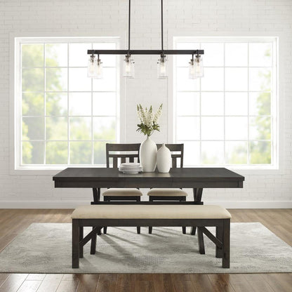 Crosley Furniture - Hayden 4 Piece Dining Set Slate - Table, Bench, & 2 Slat Back Chairs - KF13025SL veiw 9