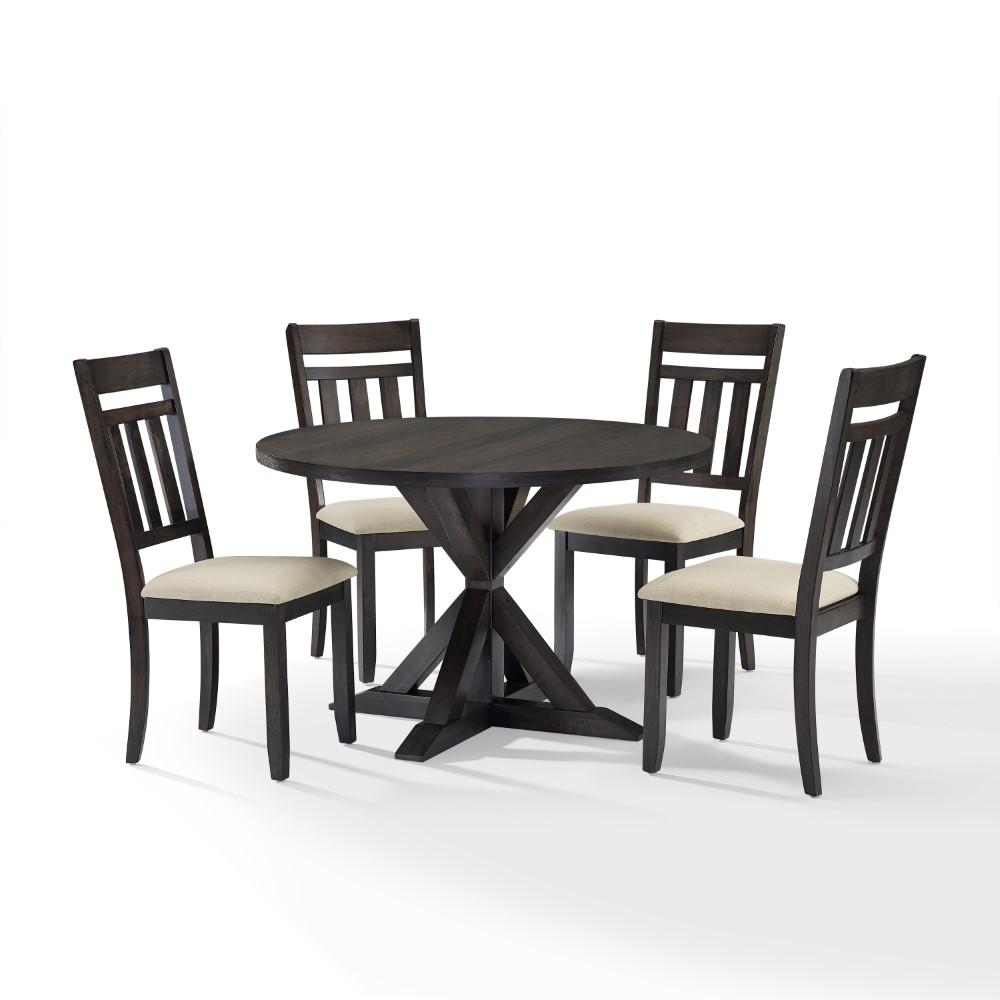 Crosley Furniture - Hayden 5 Piece Round Dining Set Slate - Table & 4 Slat Back Chairs - KF13027SL view 1