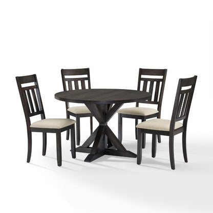 Crosley Furniture - Hayden 5 Piece Round Dining Set Slate - Table & 4 Slat Back Chairs - KF13027SL view 1