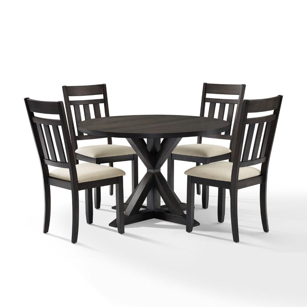 Crosley Furniture - Hayden 5 Piece Round Dining Set Slate - Table & 4 Slat Back Chairs - KF13027SL view 2