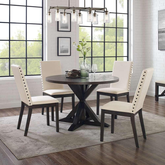 Crosley Furniture - Hayden 5Pc Round Dining Set Slate/Cream - Table & 4 Upholstered Chairs - KF13074SL veiw 1