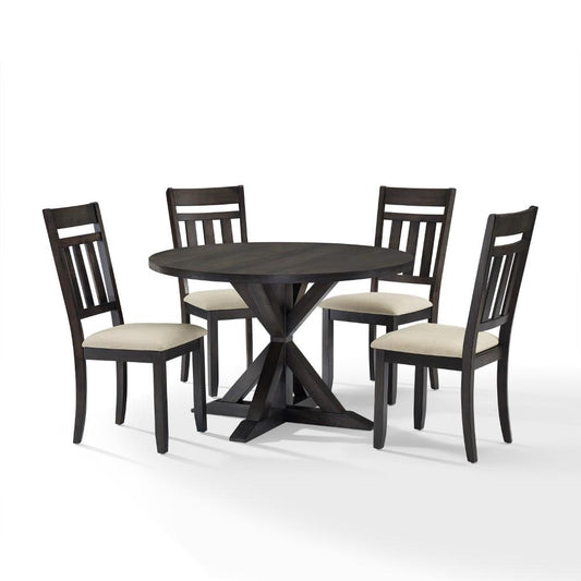 Crosley Furniture - Hayden 5 Piece Round Dining Set Slate - Table & 4 Slat Back Chairs - KF13027SL veiw 1