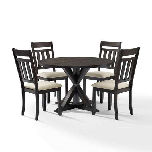Crosley Furniture - Hayden 5 Piece Round Dining Set Slate - Table & 4 Slat Back Chairs - KF13027SL veiw 2