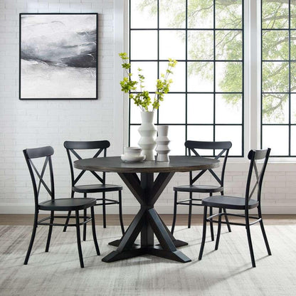 Crosley Furniture - Hayden 5Pc Round Dining Set W-Camille Chairs Matte Black-  Slate - Table and 4 Chairs - KF20010SL-MB veiw 1