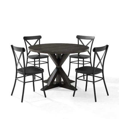 Crosley Furniture - Hayden 5Pc Round Dining Set W-Camille Chairs Matte Black-  Slate - Table and 4 Chairs - KF20010SL-MB veiw 5