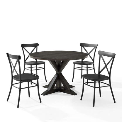 Crosley Furniture - Hayden 5Pc Round Dining Set W-Camille Chairs Matte Black-  Slate - Table and 4 Chairs - KF20010SL-MB veiw 6