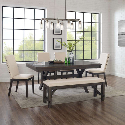 Crosley Furniture - Hayden 6Pc Dining Set Slate/Cream - Table, Bench, & 4 Upholstered Chairs - KF13075SL veiw 1