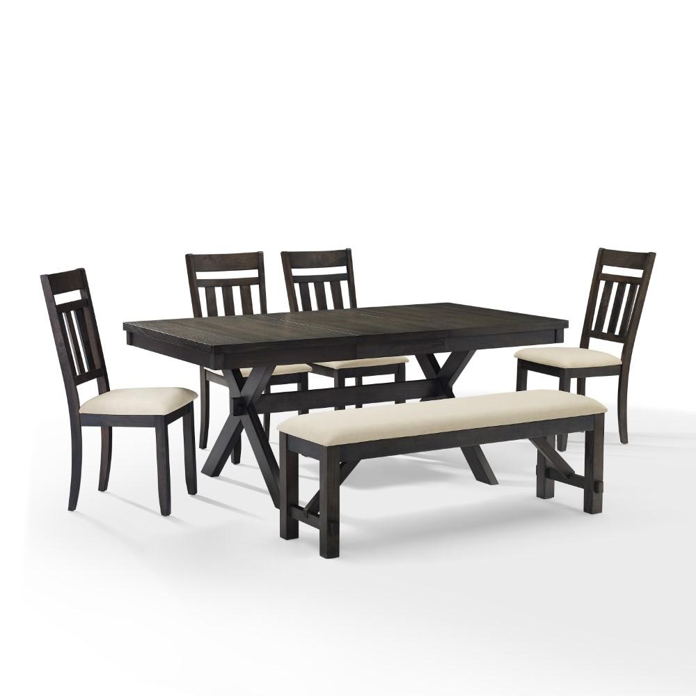 Crosley Furniture - Hayden 6 Piece Dining Set Slate - Table, Bench & 4 Slat Back Chairs - KF13028SL veiw 1