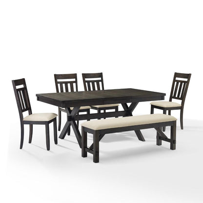 Crosley Furniture - Hayden 6 Piece Dining Set Slate - Table, Bench & 4 Slat Back Chairs - KF13028SL veiw 1