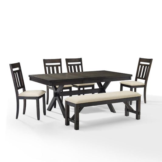Crosley Furniture - Hayden 6 Piece Dining Set Slate - Table, Bench & 4 Slat Back Chairs - KF13028SL veiw 1