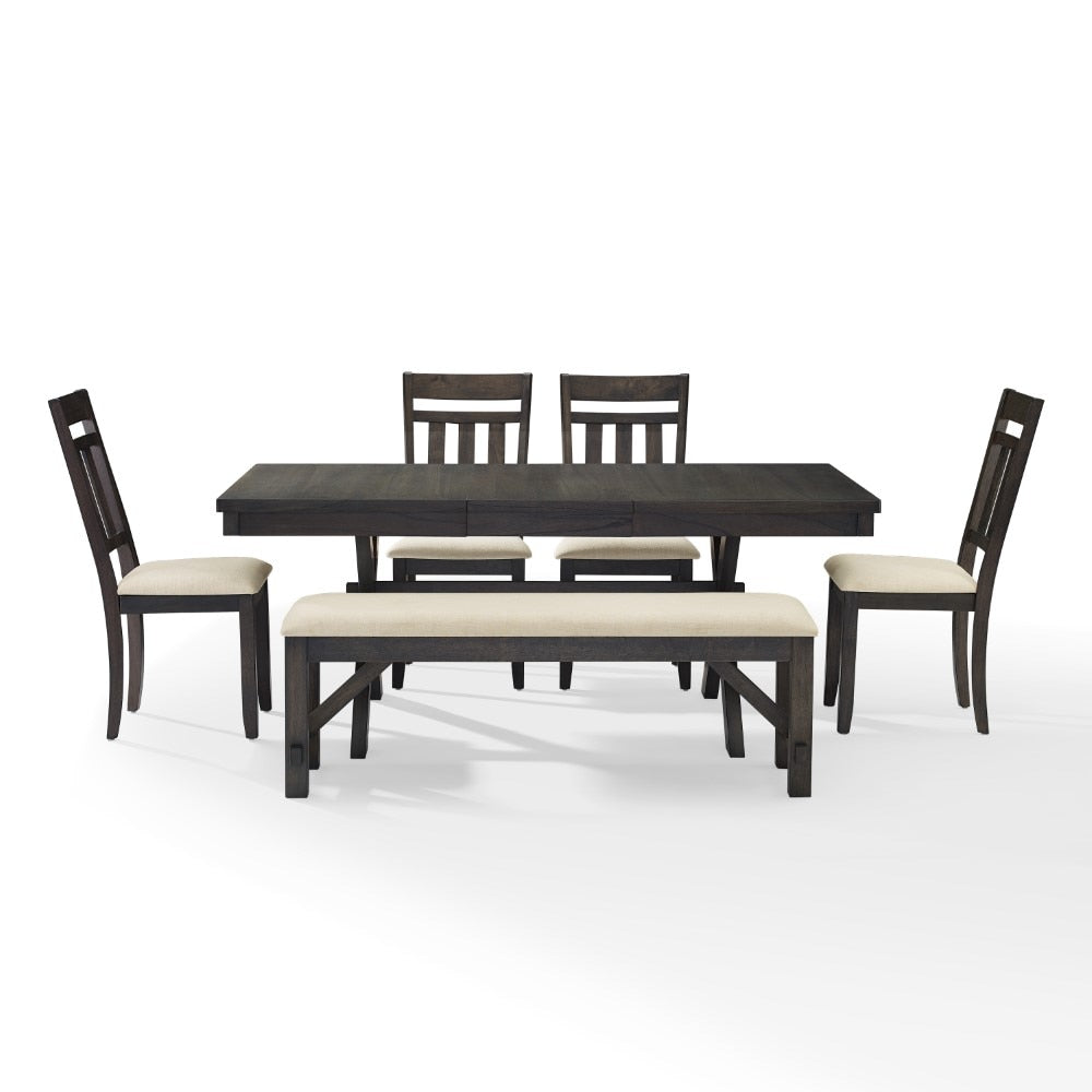 Crosley Furniture - Hayden 6 Piece Dining Set Slate - Table, Bench & 4 Slat Back Chairs - KF13028SL veiw 2