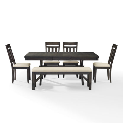 Crosley Furniture - Hayden 6 Piece Dining Set Slate - Table, Bench & 4 Slat Back Chairs - KF13028SL veiw 2