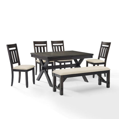 Crosley Furniture - Hayden 6 Piece Dining Set Slate - Table, Bench & 4 Slat Back Chairs - KF13028SL veiw 4