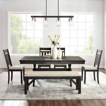 Crosley Furniture - Hayden 6 Piece Dining Set Slate - Table, Bench & 4 Slat Back Chairs - KF13028SL veiw 9