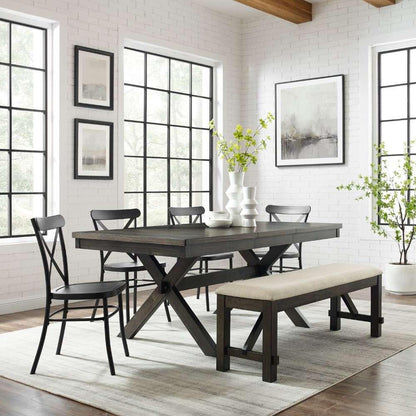 Crosley Furniture - Hayden 6Pc Dining Set W-Camille Chairs Matte Black-  Slate - Table, Bench, and 4 Chairs - KF20013SL-MB veiw 1