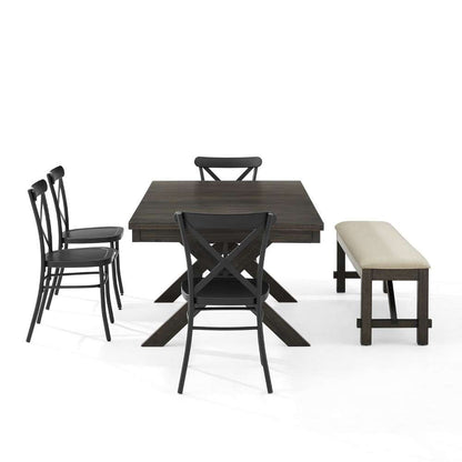 Crosley Furniture - Hayden 6Pc Dining Set W-Camille Chairs Matte Black-  Slate - Table, Bench, and 4 Chairs - KF20013SL-MB veiw 9