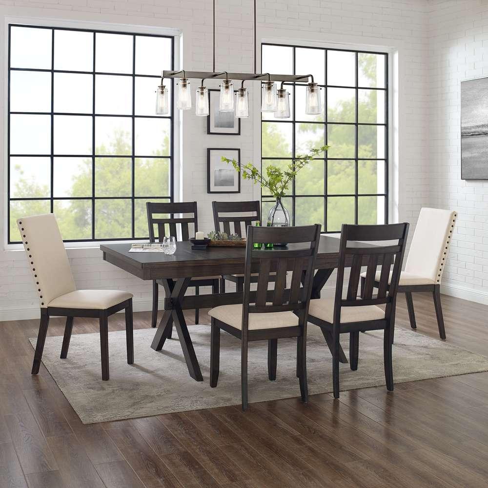 Crosley Furniture - Hayden 7Pc Dining Set Slate/Cream - Table, 4 Slat Back Chairs, & 2 Upholstered Chairs - KF13077SL veiw 1
