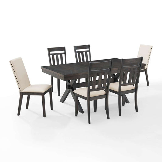 Crosley Furniture - Hayden 7Pc Dining Set Slate/Cream - Table, 4 Slat Back Chairs, & 2 Upholstered Chairs - KF13077SL veiw 2