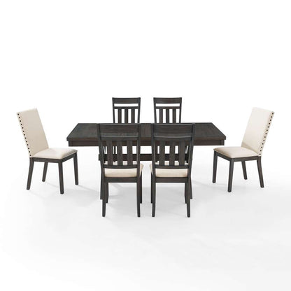 Crosley Furniture - Hayden 7Pc Dining Set Slate/Cream - Table, 4 Slat Back Chairs, & 2 Upholstered Chairs - KF13077SL veiw 3