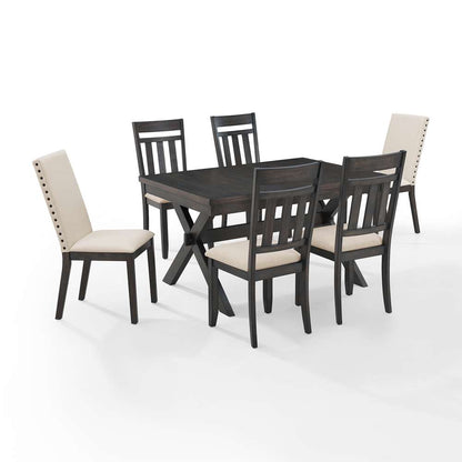 Crosley Furniture - Hayden 7Pc Dining Set Slate/Cream - Table, 4 Slat Back Chairs, & 2 Upholstered Chairs - KF13077SL veiw 4