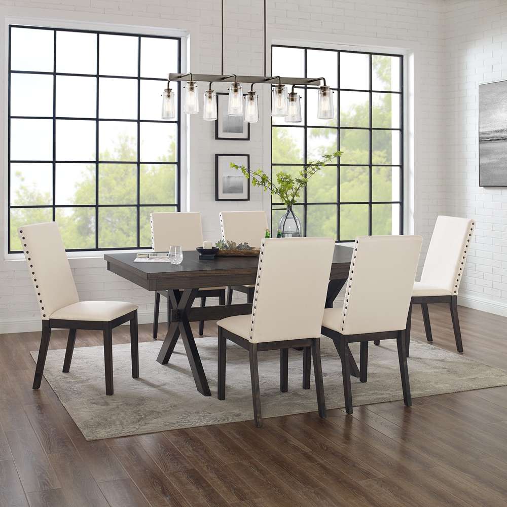 Crosley Furniture - Hayden 7Pc Dining Set Slate/Cream - Table & 6 Upholstered Chairs - KF13076SL veiw 1