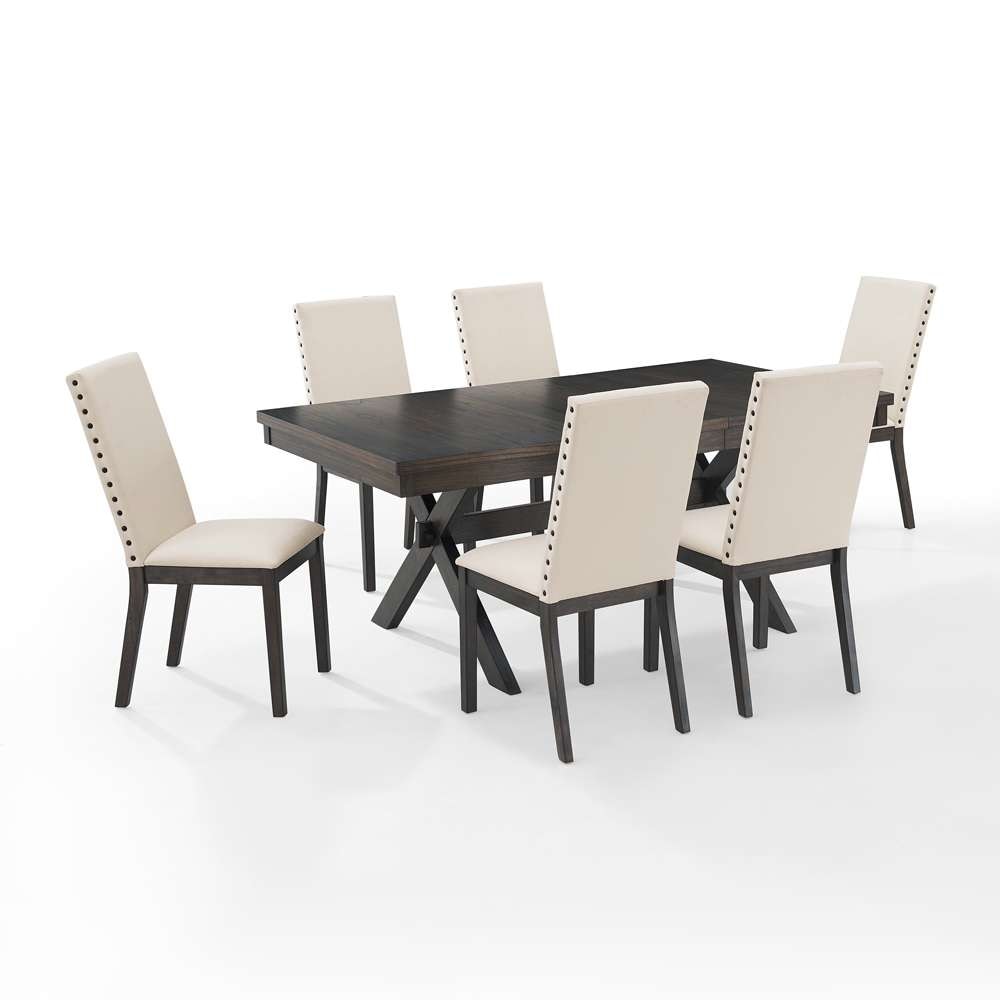 Crosley Furniture - Hayden 7Pc Dining Set Slate/Cream - Table & 6 Upholstered Chairs - KF13076SL veiw 2