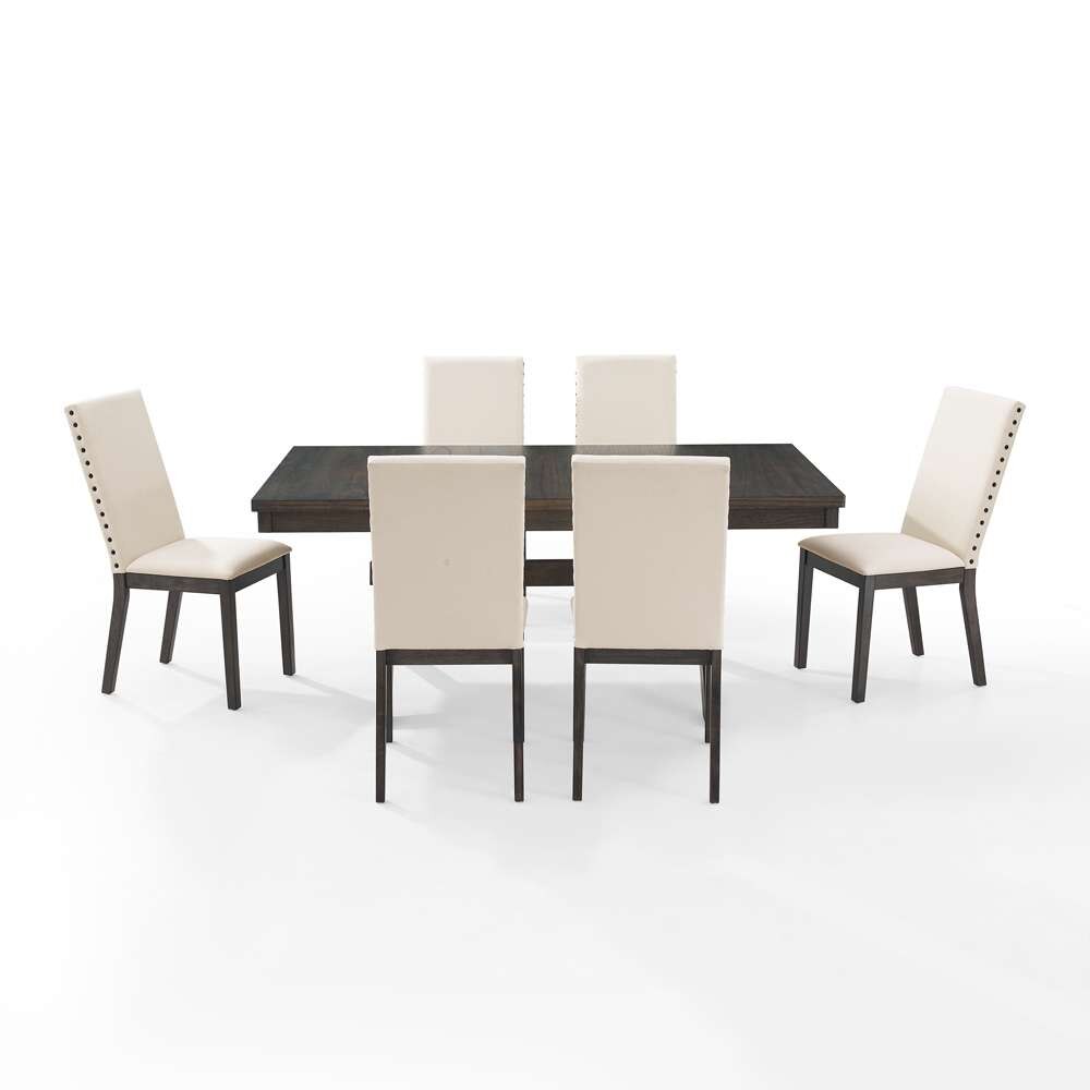 Crosley Furniture - Hayden 7Pc Dining Set Slate/Cream - Table & 6 Upholstered Chairs - KF13076SL veiw 3
