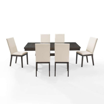 Crosley Furniture - Hayden 7Pc Dining Set Slate/Cream - Table & 6 Upholstered Chairs - KF13076SL veiw 3