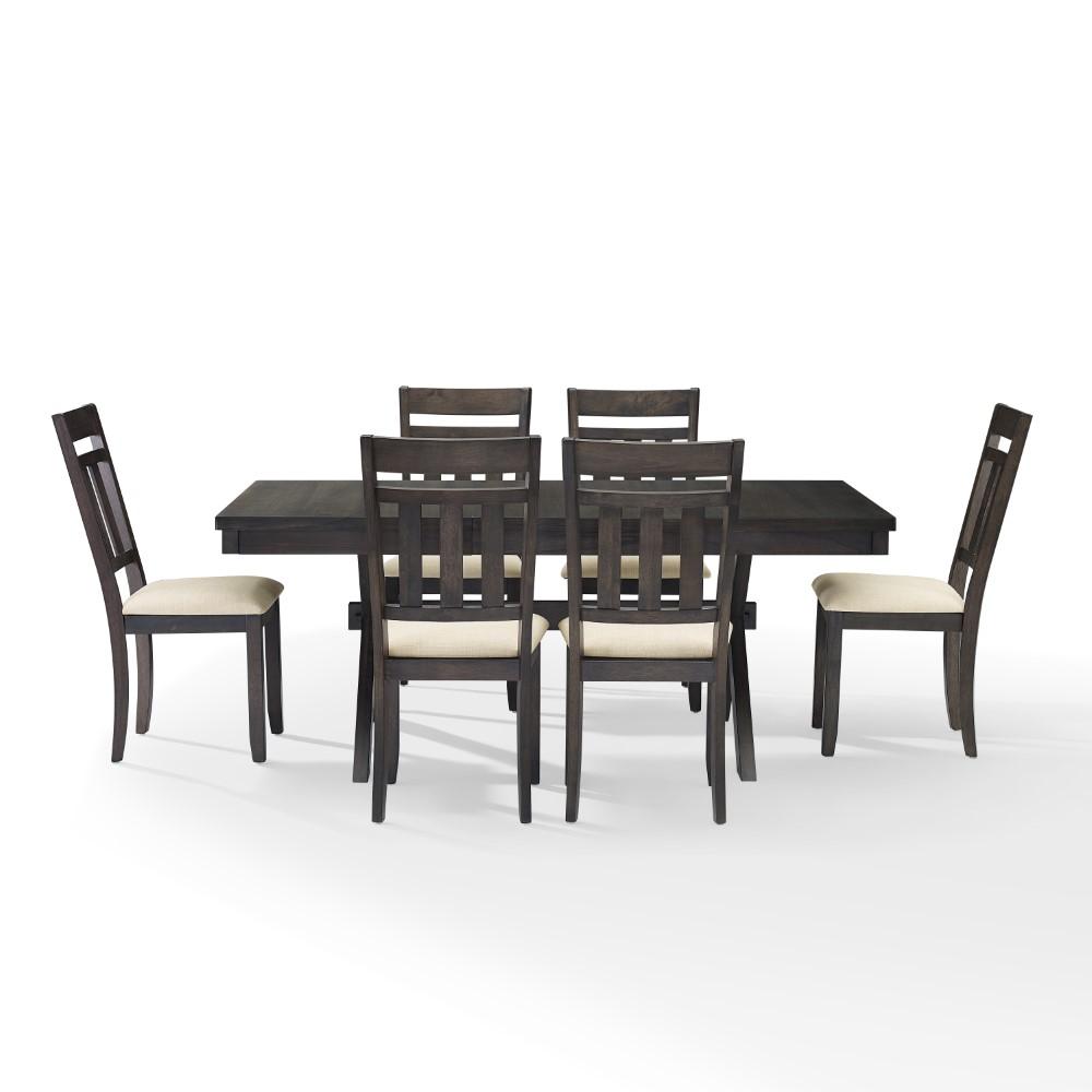 Crosley Furniture - Hayden 7 Piece Dining Set Slate - Table & 6 Slat Back Chairs - KF13029SL veiw 2