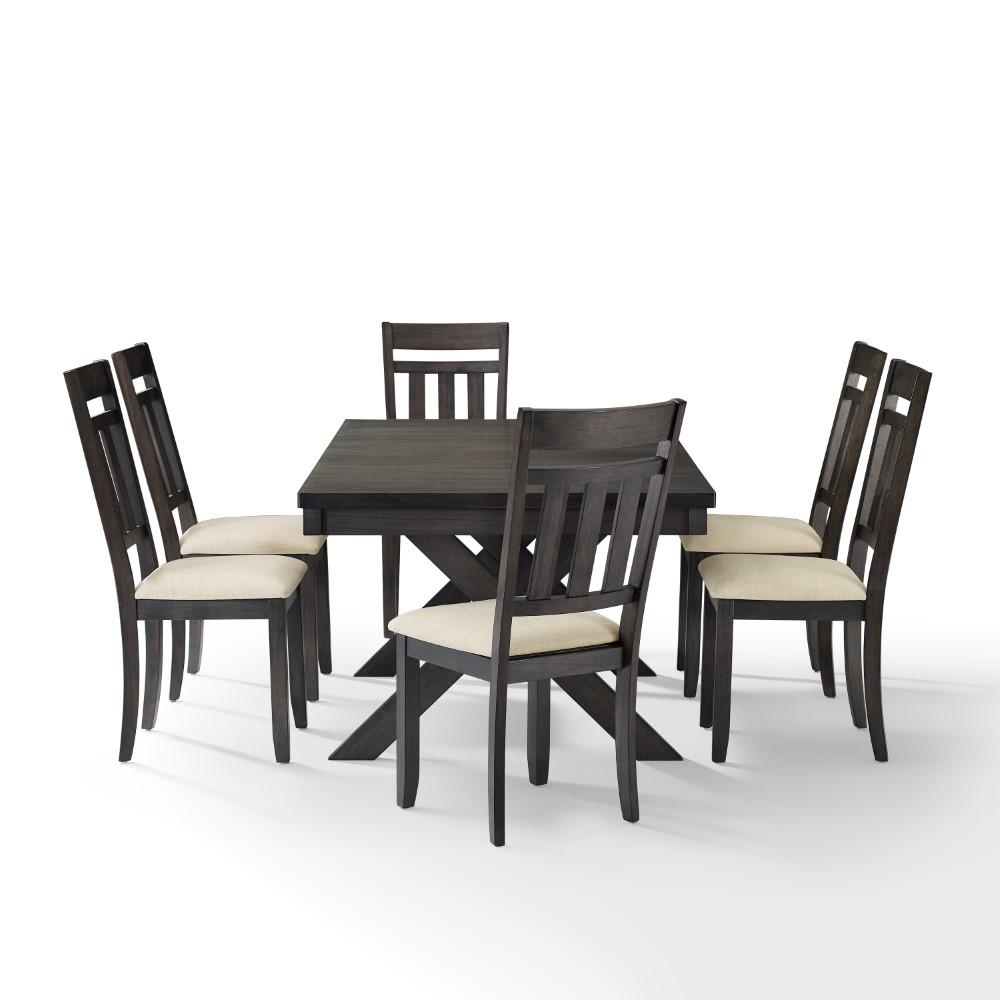 Crosley Furniture - Hayden 7 Piece Dining Set Slate - Table & 6 Slat Back Chairs - KF13029SL veiw 3