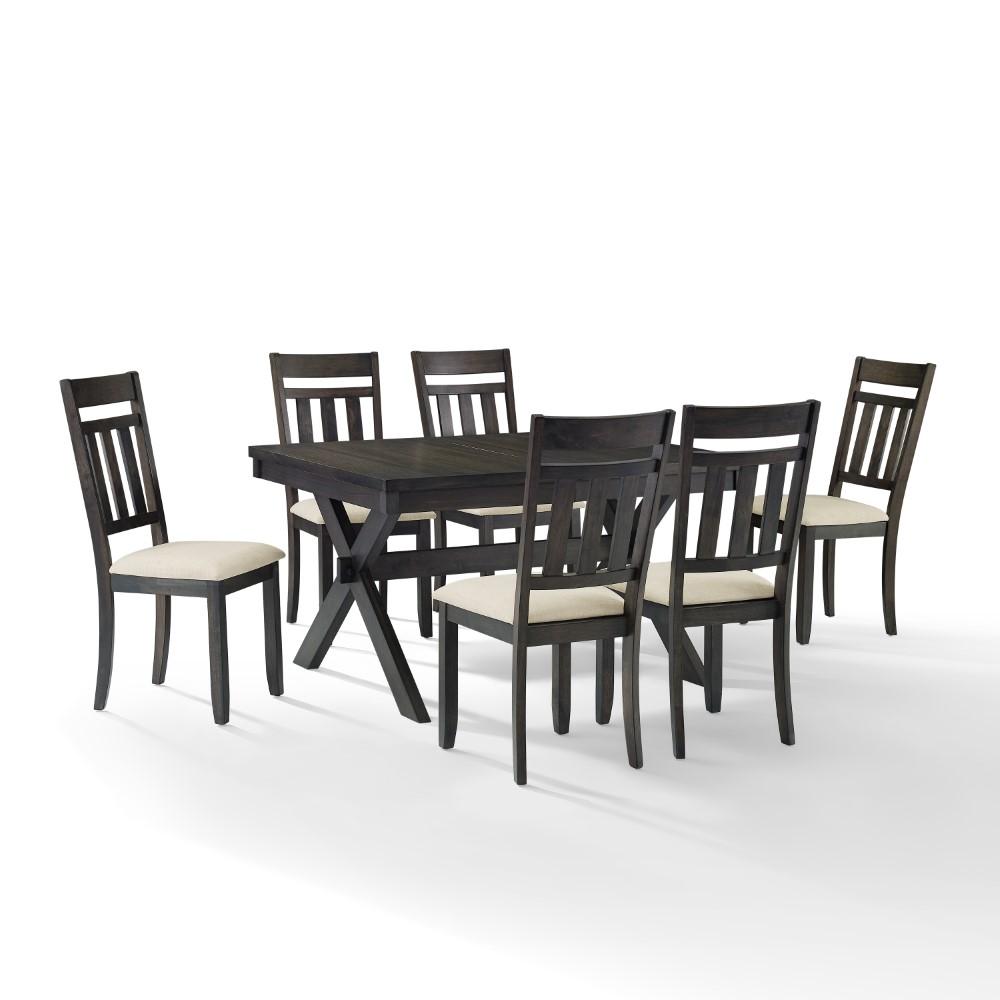 Crosley Furniture - Hayden 7 Piece Dining Set Slate - Table & 6 Slat Back Chairs - KF13029SL veiw 4