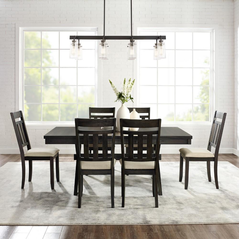 Crosley Furniture - Hayden 7 Piece Dining Set Slate - Table & 6 Slat Back Chairs - KF13029SL veiw 7