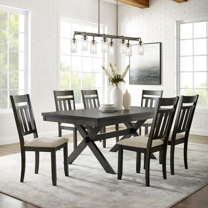 Crosley Furniture - Hayden 7 Piece Dining Set Slate - Table & 6 Slat Back Chairs - KF13029SL veiw 8