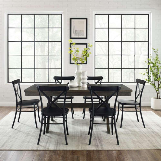 Crosley Furniture - Hayden 7Pc Dining Set W-Camille Chairs Matte Black-  Slate - Table and 6 Chairs - KF20011SL-MB veiw 2