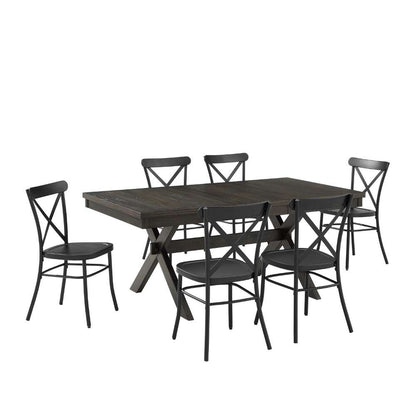 Crosley Furniture - Hayden 7Pc Dining Set W-Camille Chairs Matte Black-  Slate - Table and 6 Chairs - KF20011SL-MB veiw 3