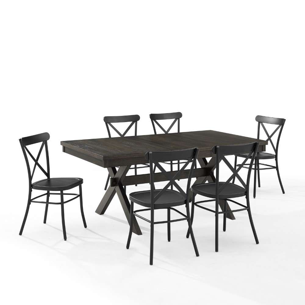 Crosley Furniture - Hayden 7Pc Dining Set W-Camille Chairs Matte Black-  Slate - Table and 6 Chairs - KF20011SL-MB veiw 6