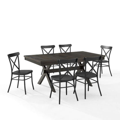 Crosley Furniture - Hayden 7Pc Dining Set W-Camille Chairs Matte Black-  Slate - Table and 6 Chairs - KF20011SL-MB veiw 6