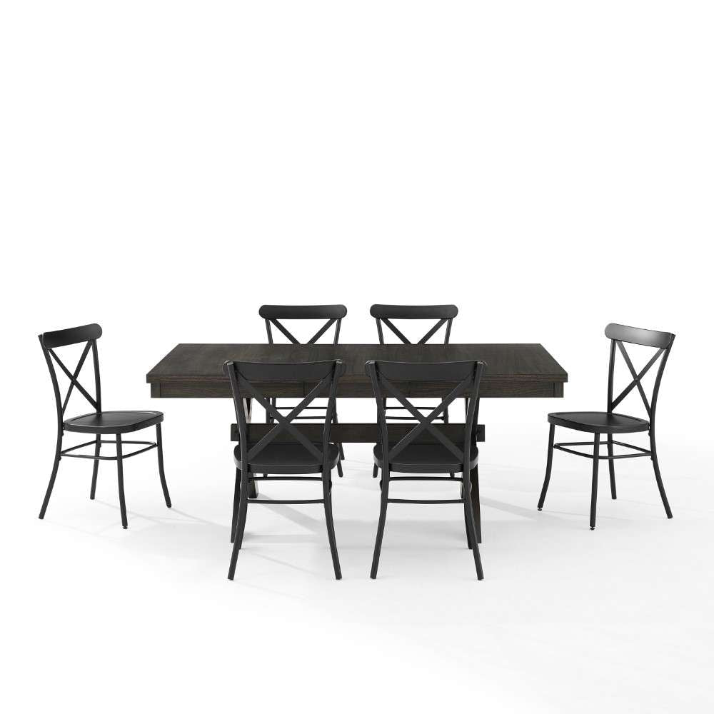 Crosley Furniture - Hayden 7Pc Dining Set W-Camille Chairs Matte Black-  Slate - Table and 6 Chairs - KF20011SL-MB veiw 7