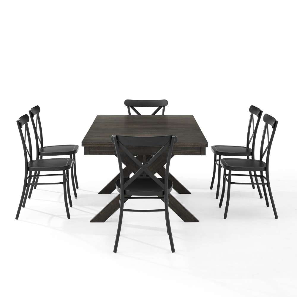Crosley Furniture - Hayden 7Pc Dining Set W-Camille Chairs Matte Black-  Slate - Table and 6 Chairs - KF20011SL-MB veiw 8