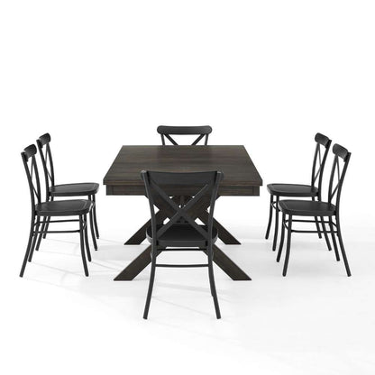 Crosley Furniture - Hayden 7Pc Dining Set W-Camille Chairs Matte Black-  Slate - Table and 6 Chairs - KF20011SL-MB veiw 8
