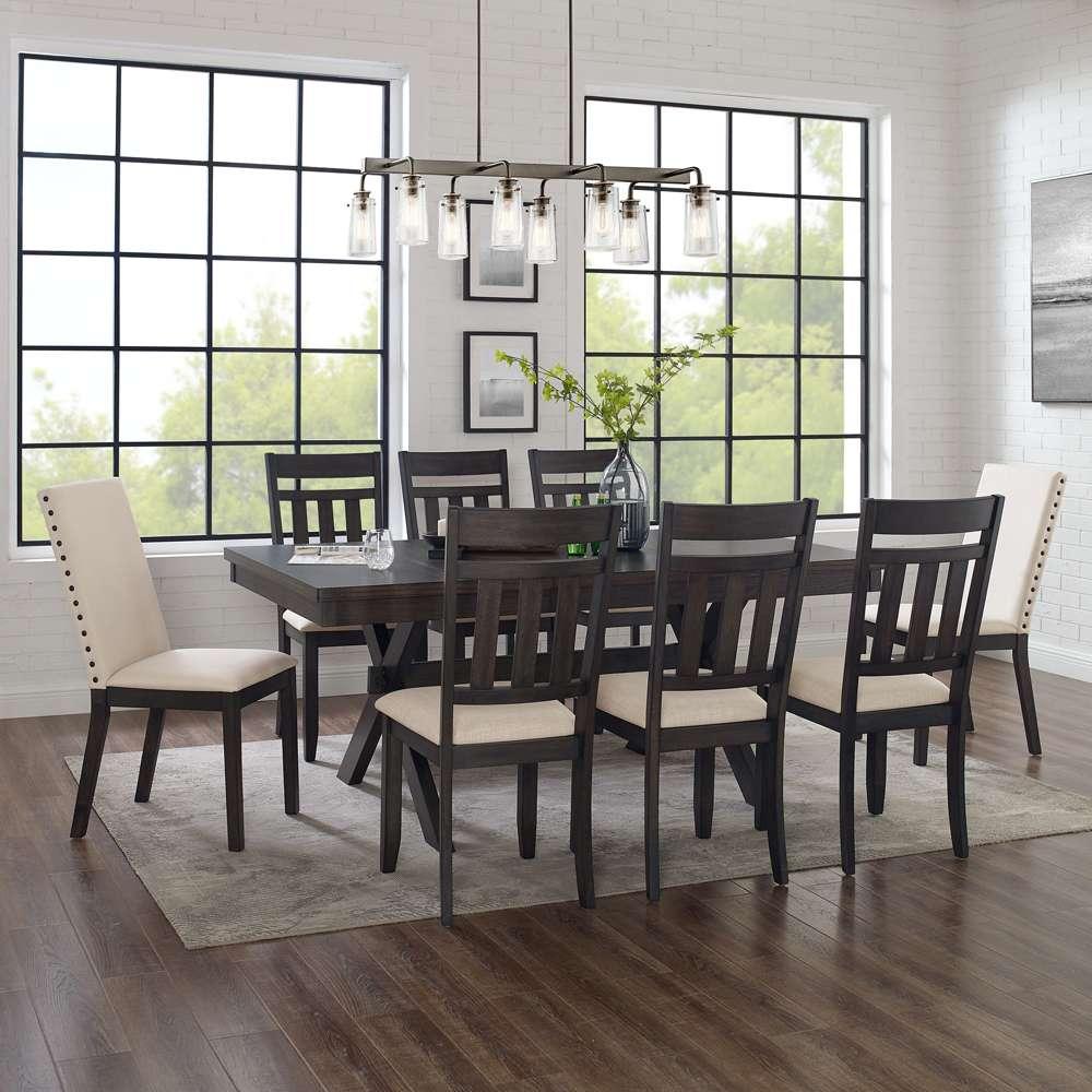 Crosley Furniture - Hayden 9Pc Dining Set Slate/Cream - Table, 6 Slat Back Chairs, & 2 Upholstered Chairs - KF13072SL veiw 1