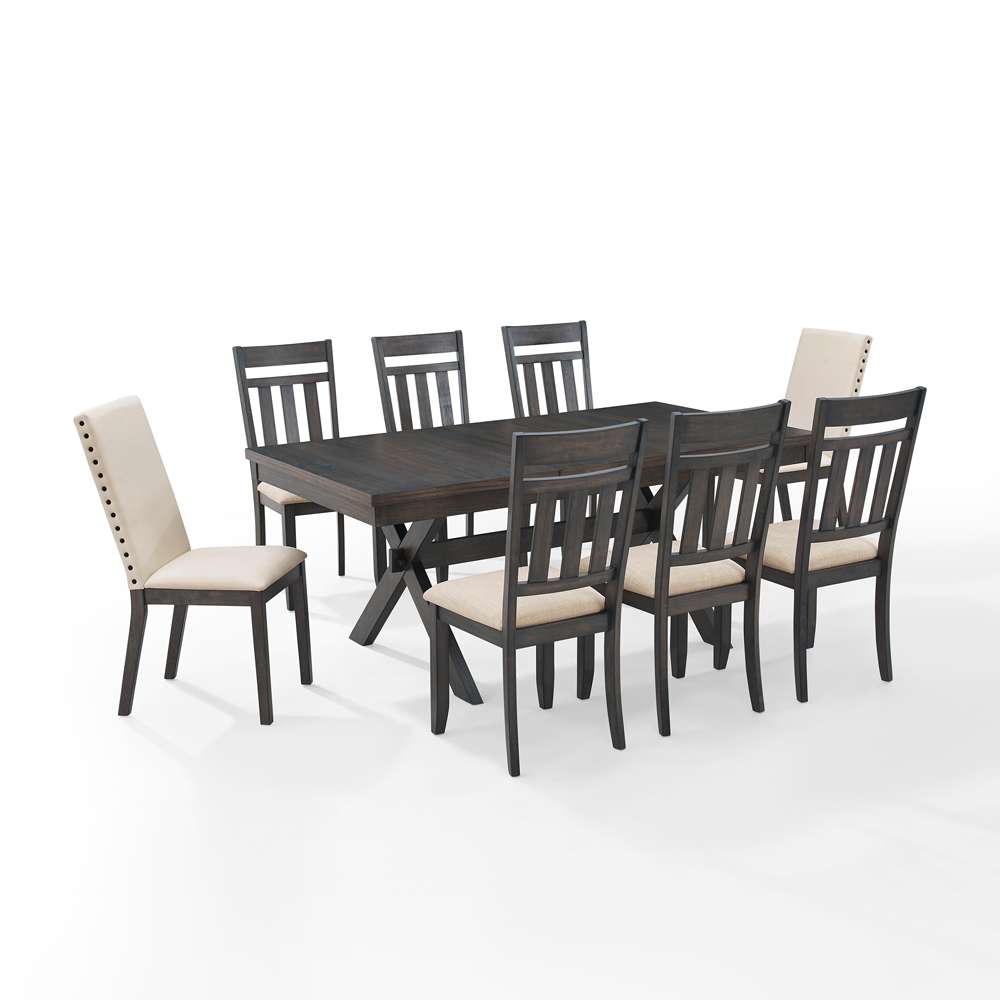 Crosley Furniture - Hayden 9Pc Dining Set Slate/Cream - Table, 6 Slat Back Chairs, & 2 Upholstered Chairs - KF13072SL veiw 2