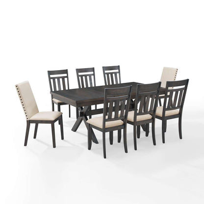 Crosley Furniture - Hayden 9Pc Dining Set Slate/Cream - Table, 6 Slat Back Chairs, & 2 Upholstered Chairs - KF13072SL veiw 2