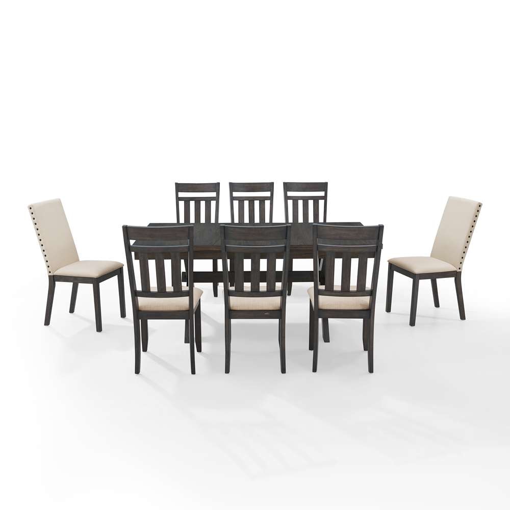Crosley Furniture - Hayden 9Pc Dining Set Slate/Cream - Table, 6 Slat Back Chairs, & 2 Upholstered Chairs - KF13072SL veiw 3
