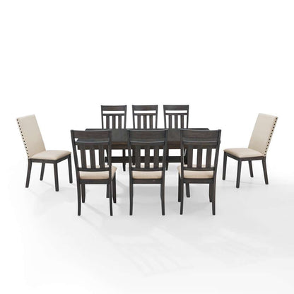 Crosley Furniture - Hayden 9Pc Dining Set Slate/Cream - Table, 6 Slat Back Chairs, & 2 Upholstered Chairs - KF13072SL veiw 3