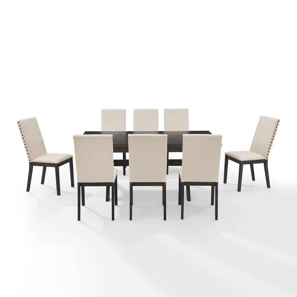 Crosley Furniture - Hayden 9Pc Dining Set Slate/Cream - Table & 8 Upholstered Chairs - KF13073SL veiw 3