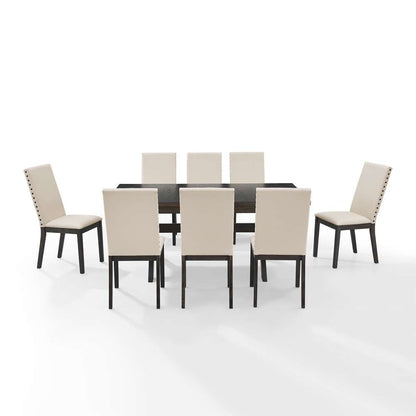 Crosley Furniture - Hayden 9Pc Dining Set Slate/Cream - Table & 8 Upholstered Chairs - KF13073SL veiw 3